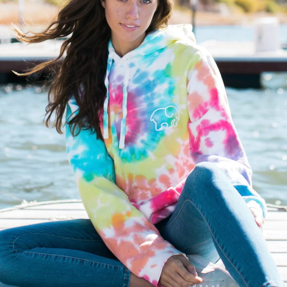IVORY ELLA Rainbow Oversized Fit Tie Dye Hoodie S